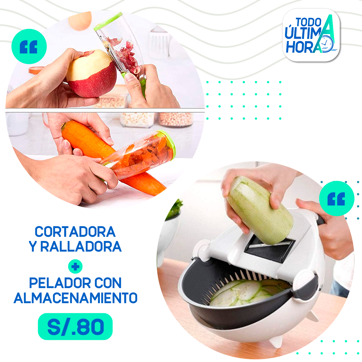 Cortadora Ralladora y escurridora multifuncional TodoAUltimaHora