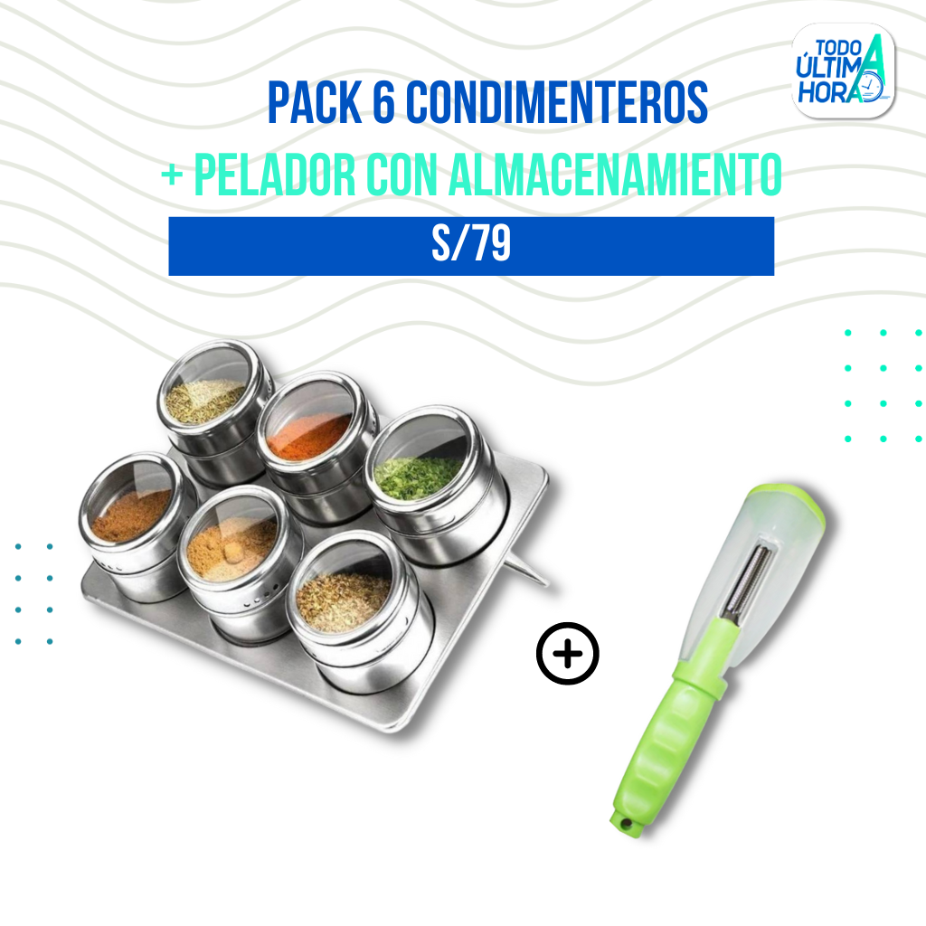 PACK DE 6 DE CONDIMENTERO DE ACERO TodoAUltimaHora