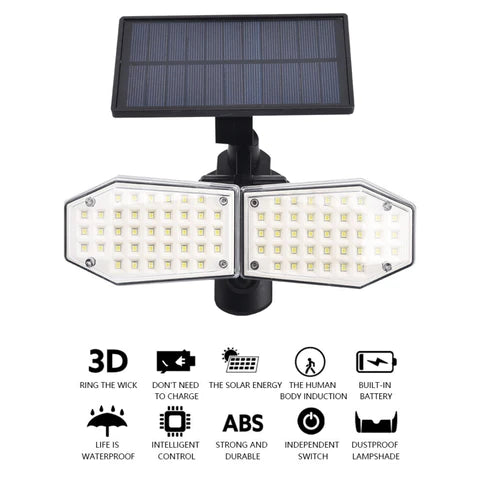 Reflector Solar Doble Led Con Sensor De Movimiento