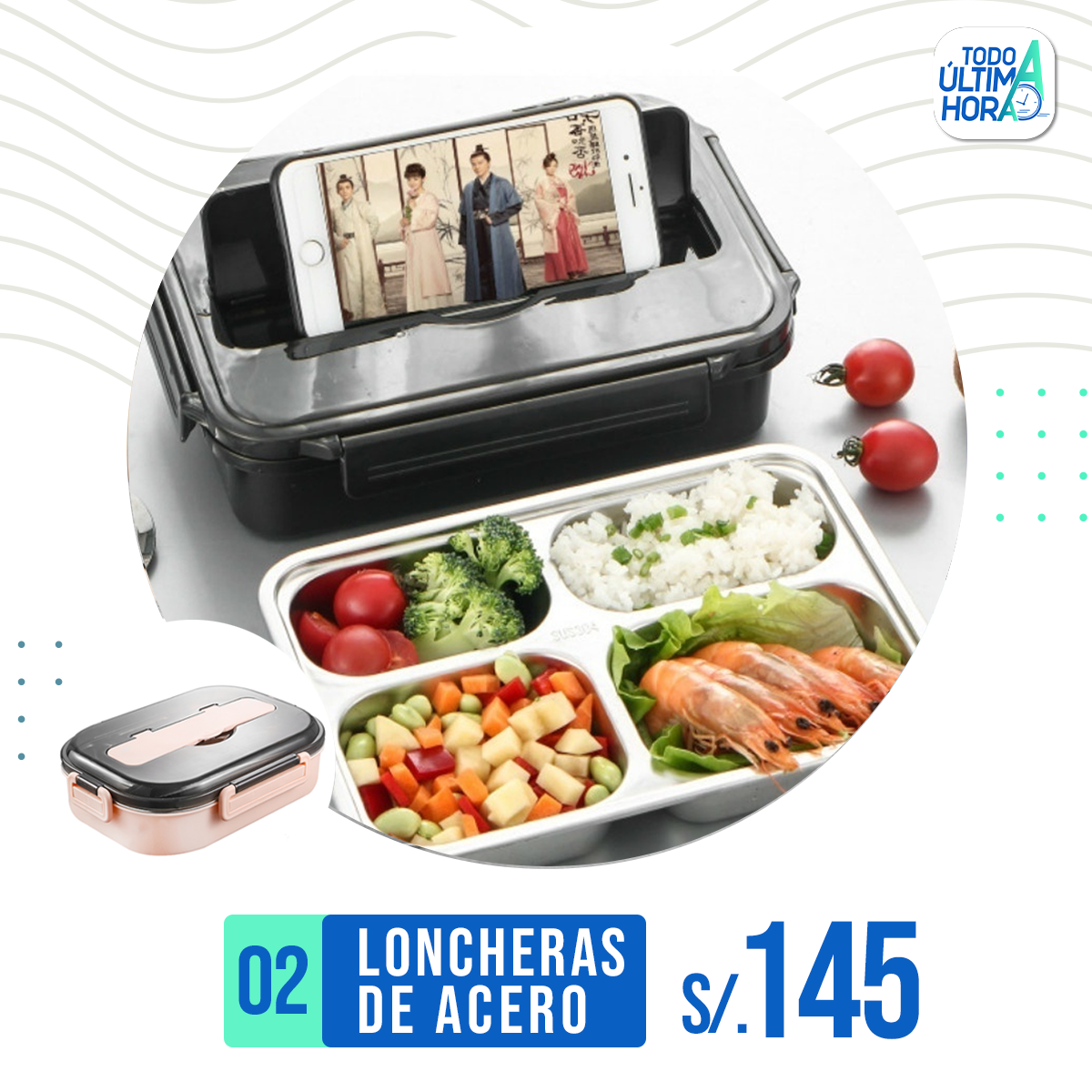 Lonchera de Acero con Compartimientos TodoAUltimaHora