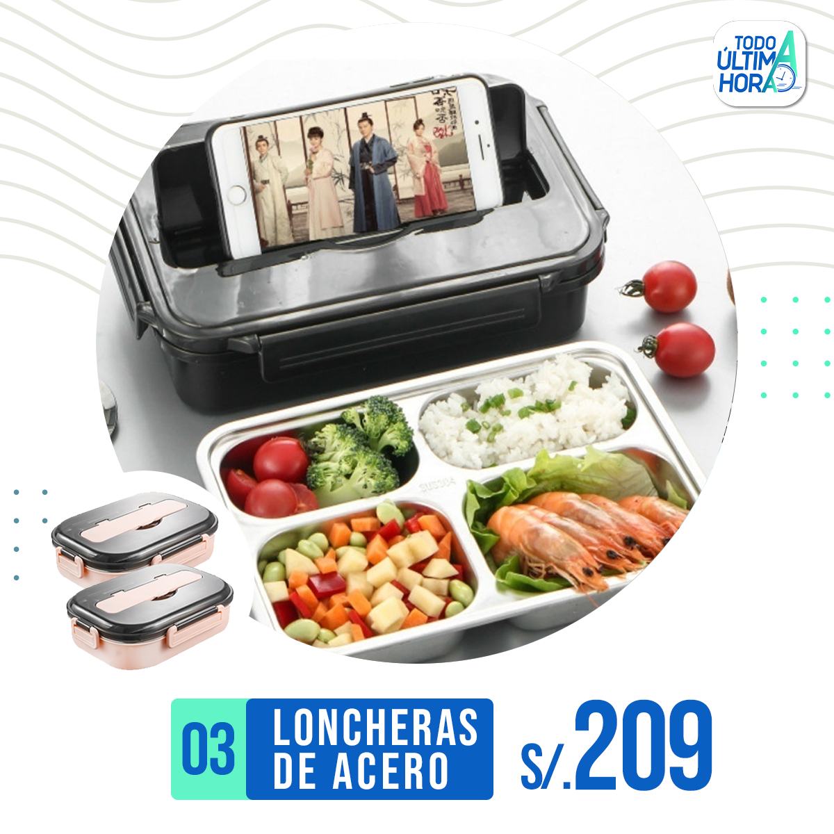 Lonchera de Acero con Compartimientos TodoAUltimaHora